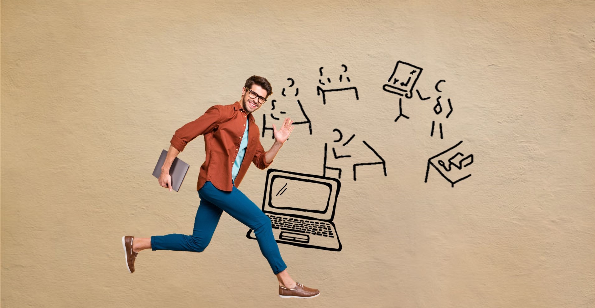 Bild eines winkenden Mannes